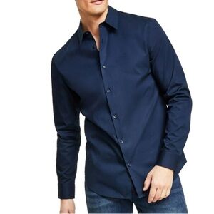 Calvin Klein Mens Cotton Slim-Fit Button-Down Shirt